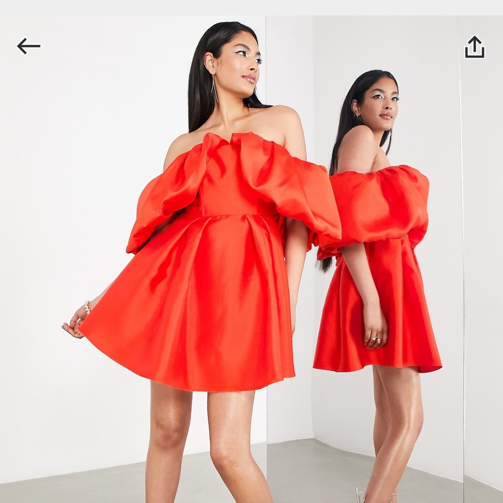 ASOS Red Mini Red Volume Sleeve Dress